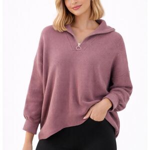 Amazon purple ribbed quarter zip sweater size S
